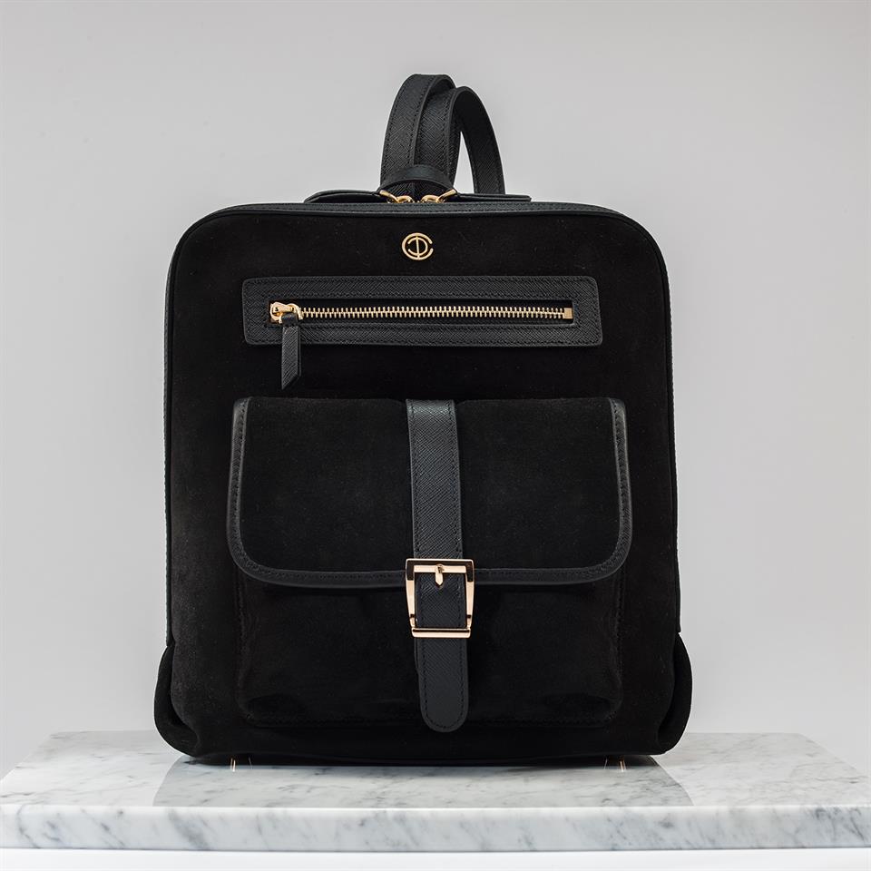 Black Genuine Leather Womens Backpack