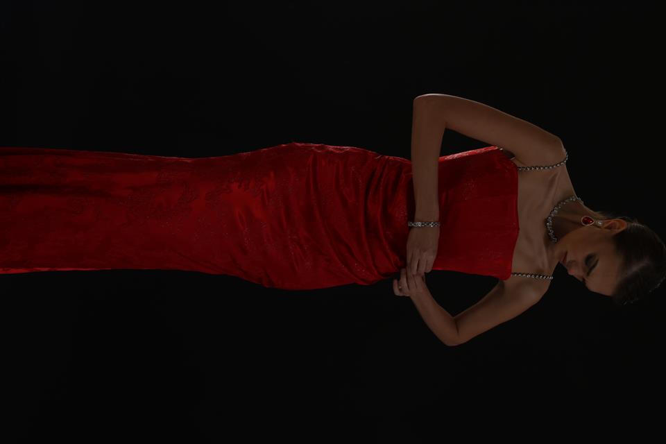 Straplez Jakar Elbise KIRMIZI