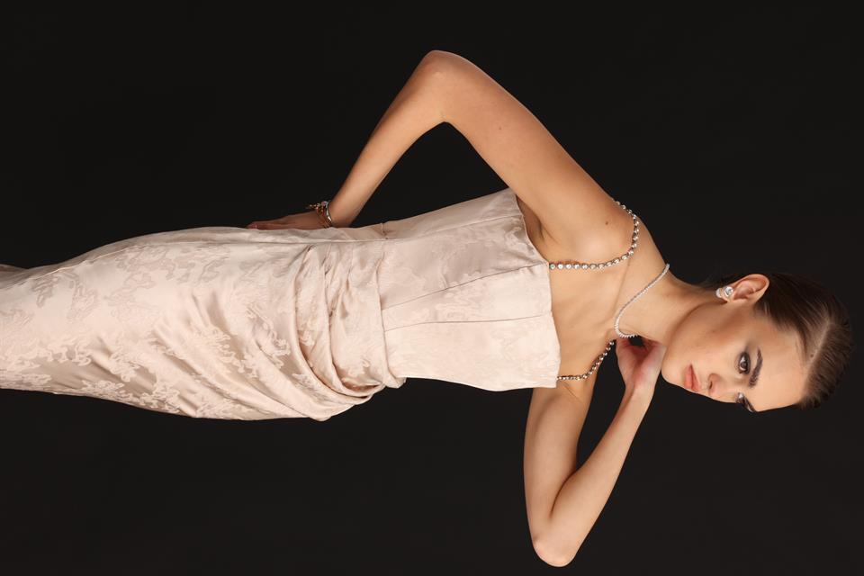 Straplez Jakar Elbise VİZON