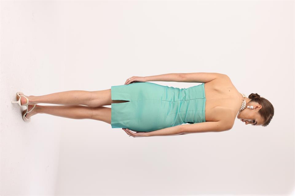 Tafta Fiyonk Detay Mini Elbise MİNT