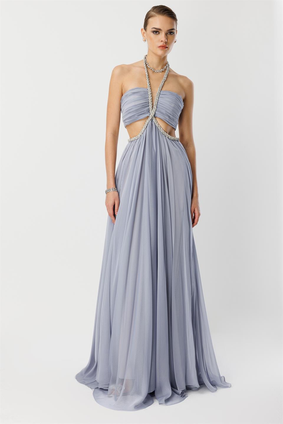 Taş Örgülü Elbise GRİ