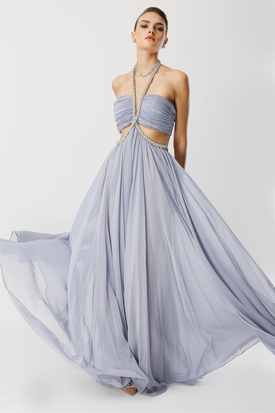 Taş Örgülü Elbise GRİ