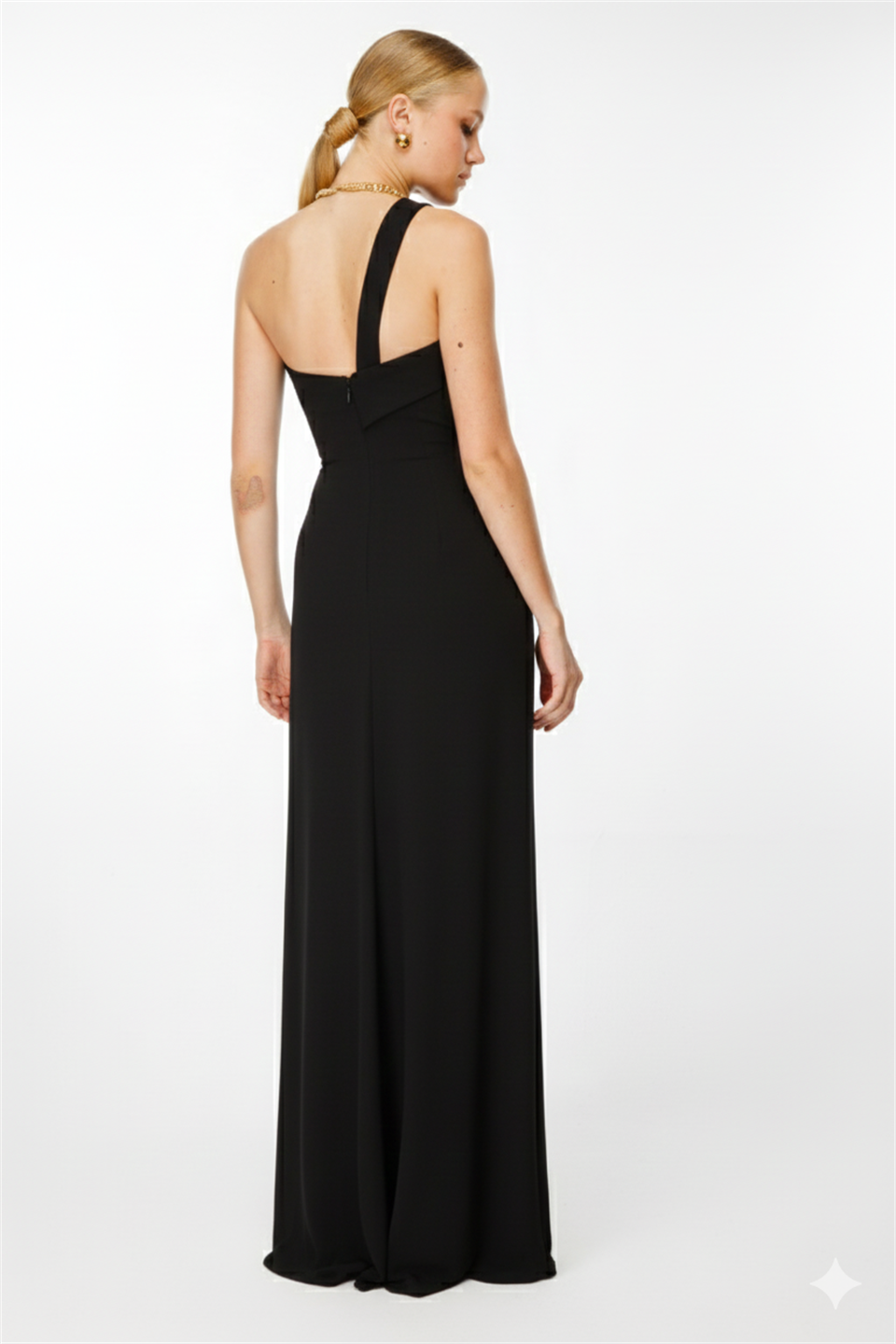 Tek Omuz Uzun Abiye SİYAH