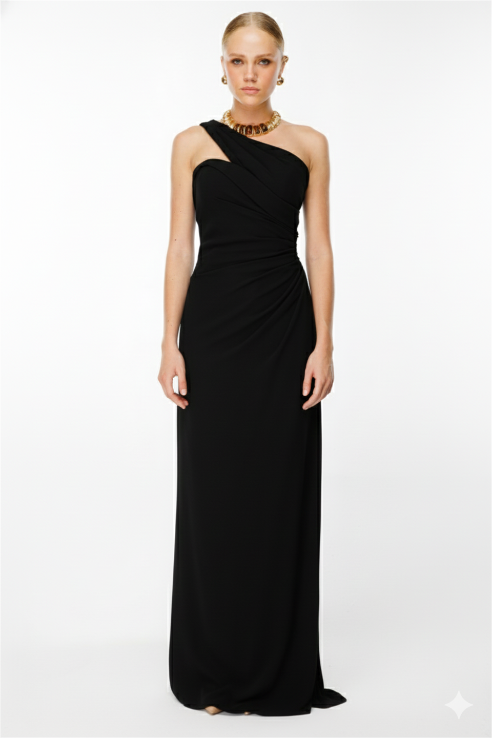 Tek Omuz Uzun Abiye SİYAH