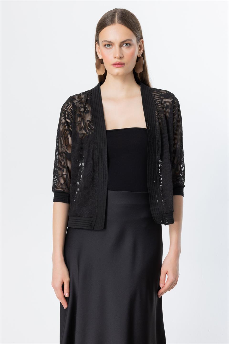Transparent Lace Cardigan BLACK