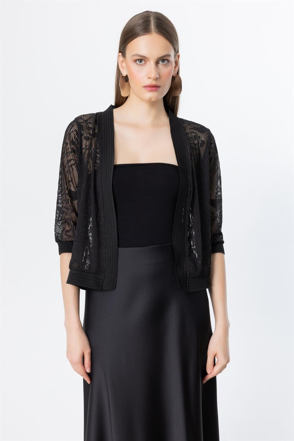 Transparent Lace Cardigan BLACK
