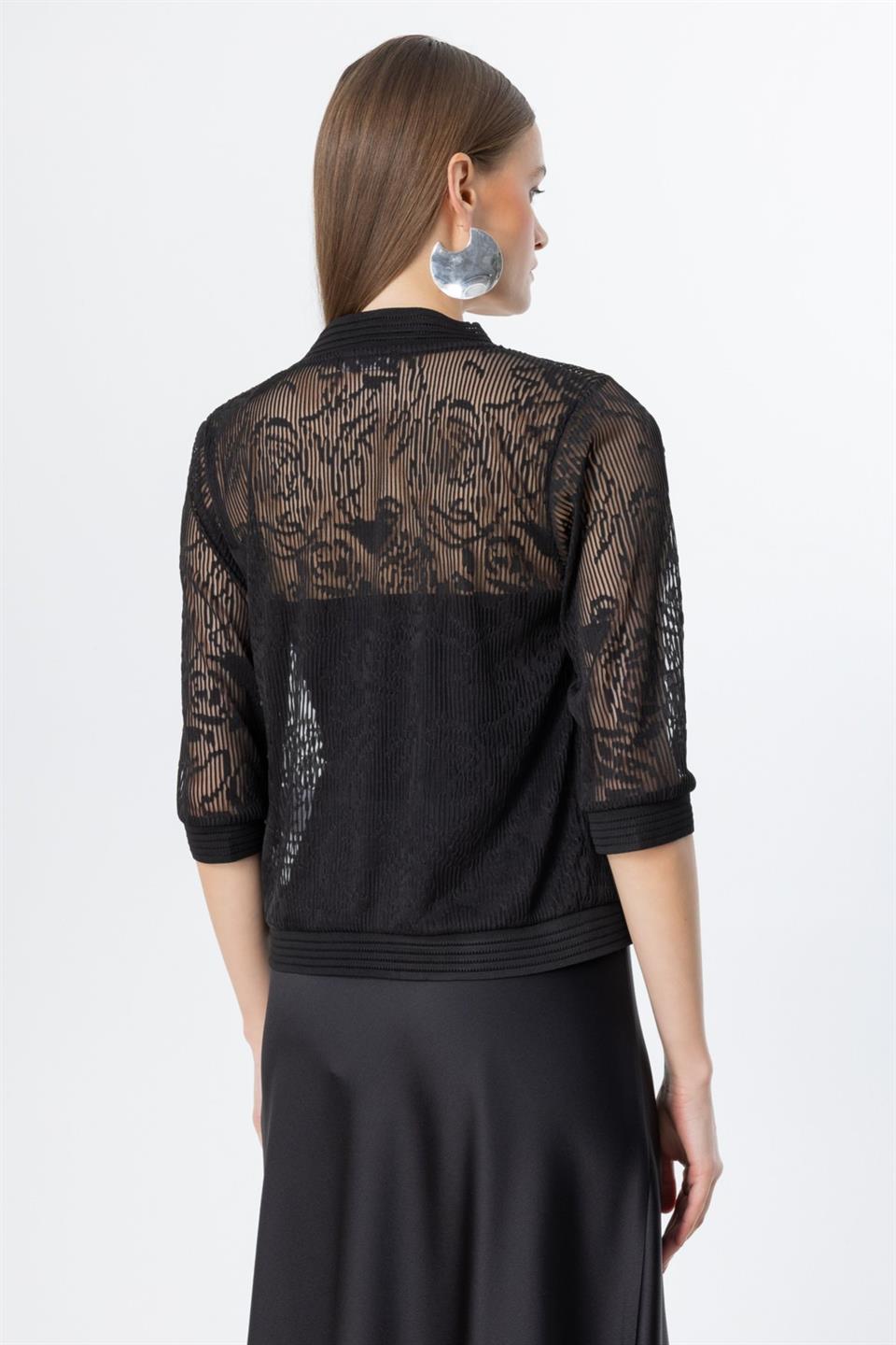 Transparent Lace Cardigan BLACK