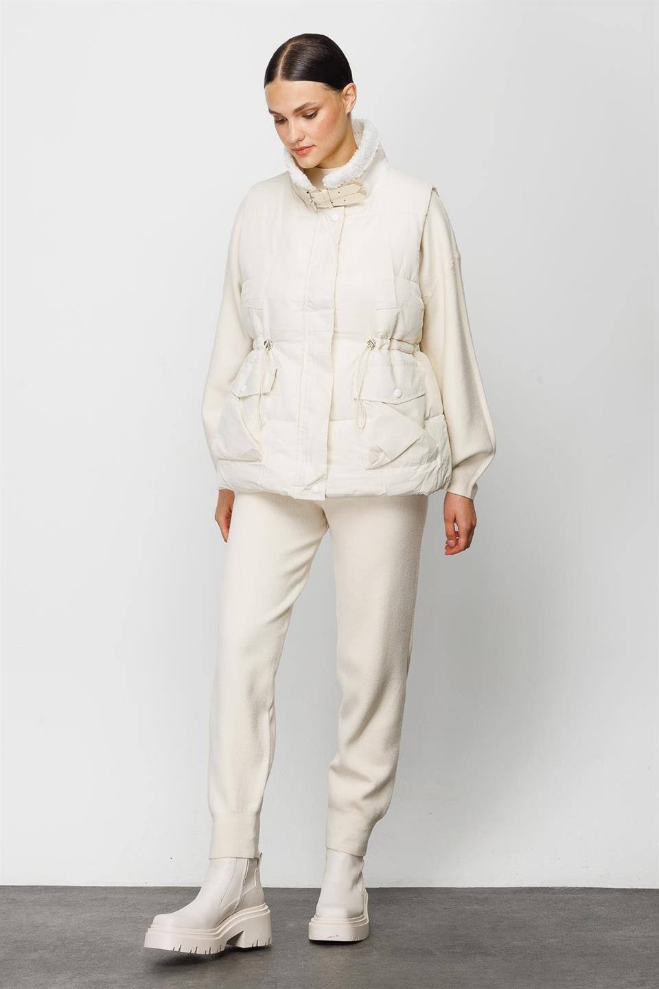 Triko Pantolon  Yelek Takım EKRU