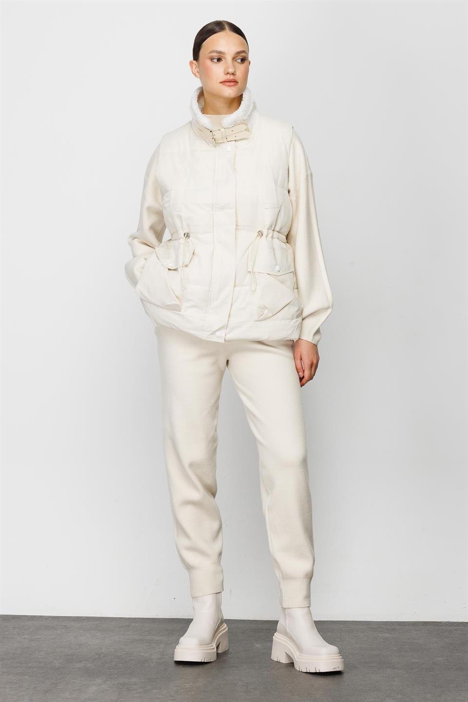 Triko Pantolon  Yelek Takım EKRU