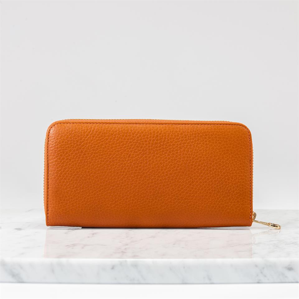 Orange Genuine Leather Womens Wallet