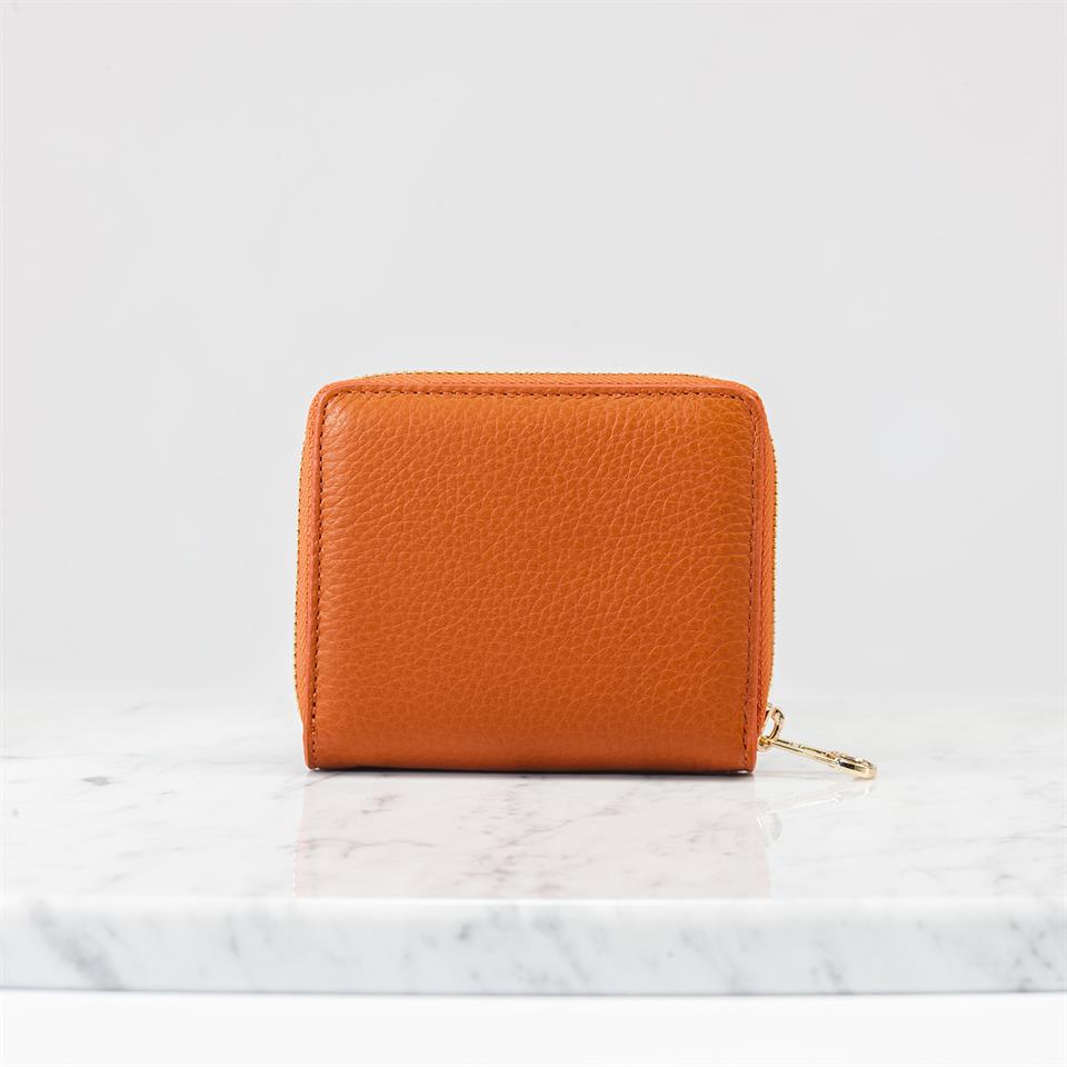Turuncu Hakiki Deri Kadın Cüzdanı