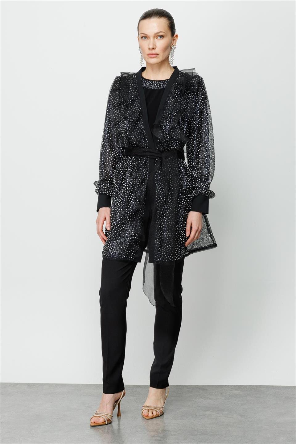 Volan Detay Tunik SİYAH