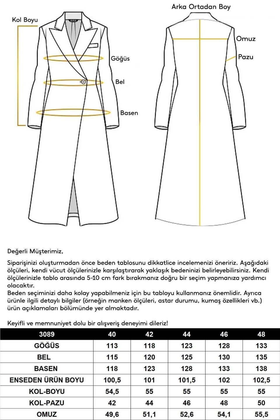 Yaka Kürk Detaylı Midi Boy Kaşe Kaban MÜRDÜM