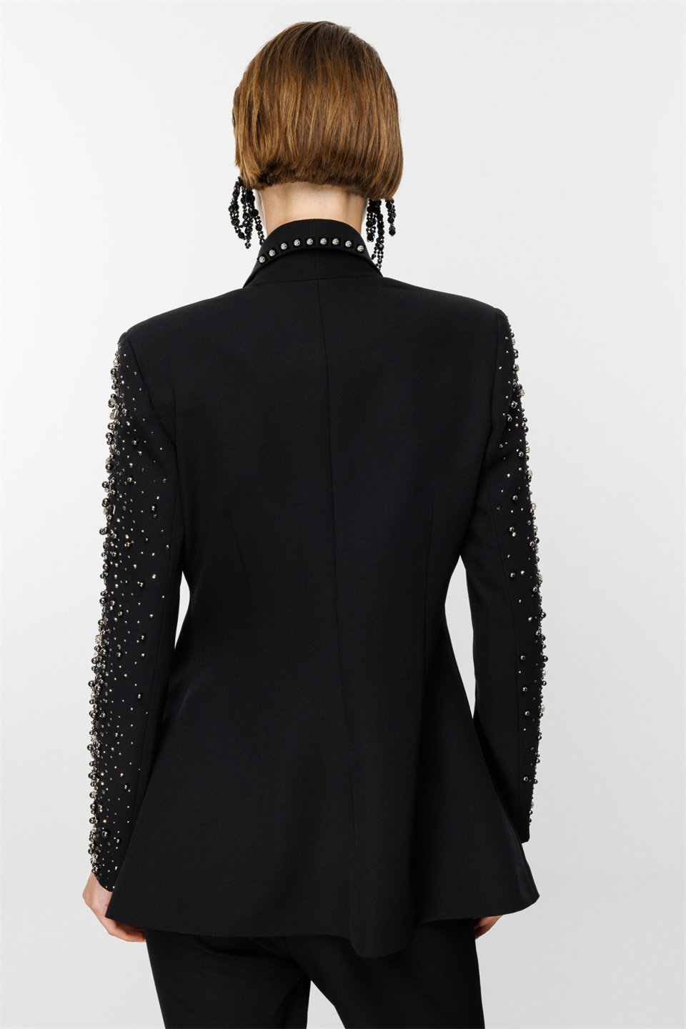 Yakası Kolları Taş İşlemeli Takım SİYAH