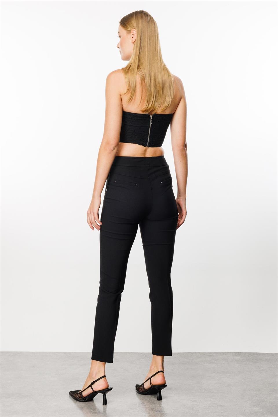 Side Pocket Skinny Leg Trousers BLACK