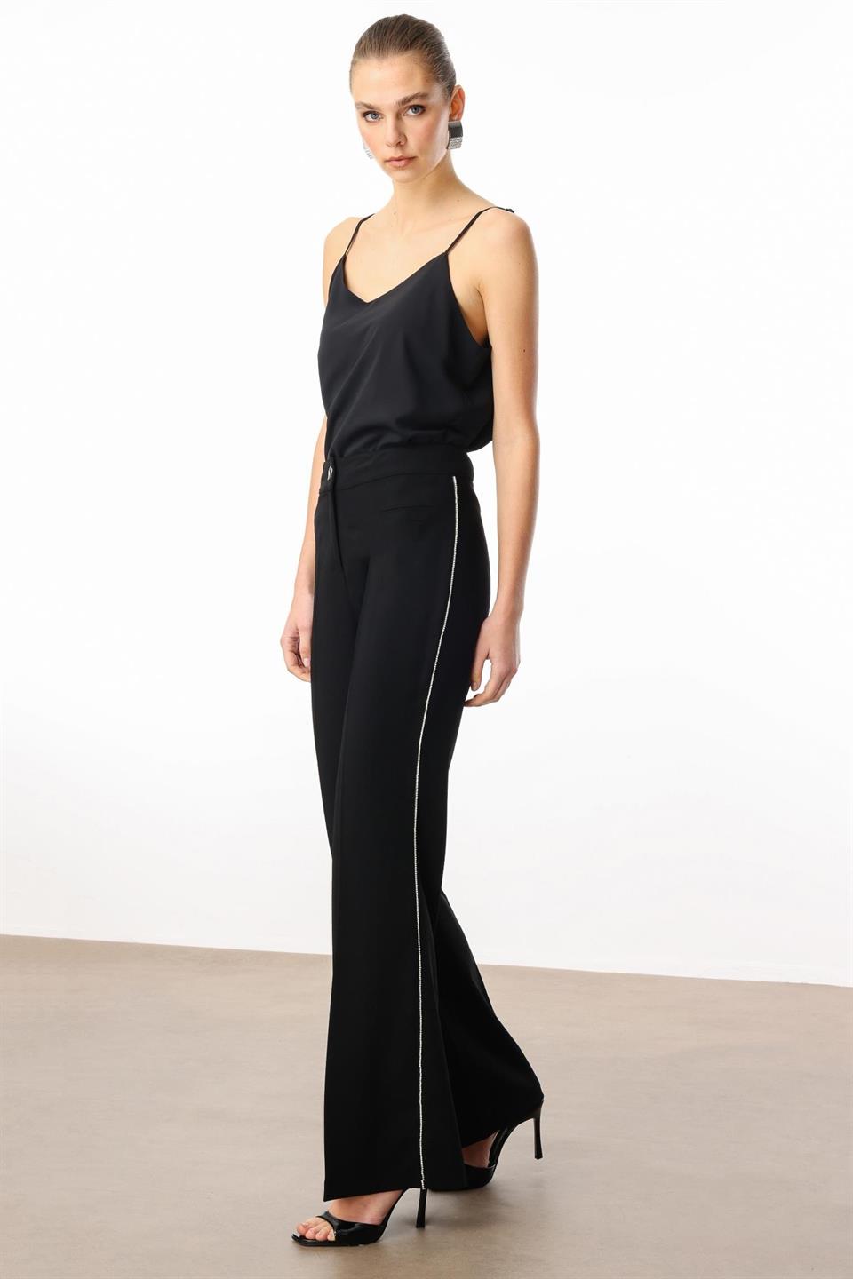 Side Stripe Swaroski Trousers BLACK