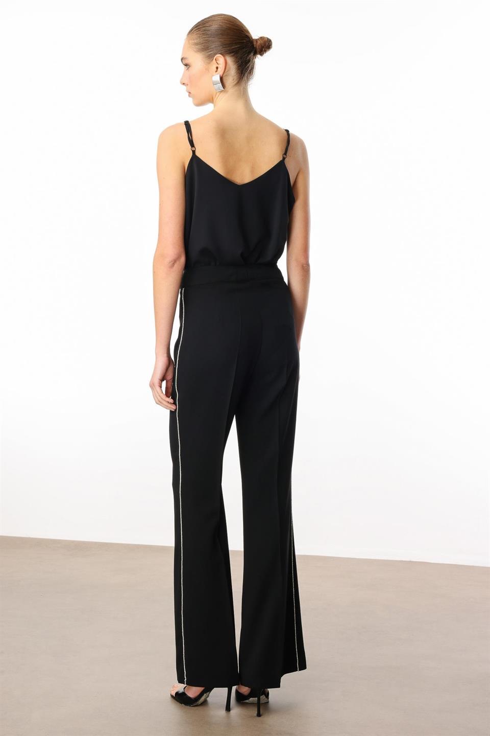Side Stripe Swaroski Trousers BLACK