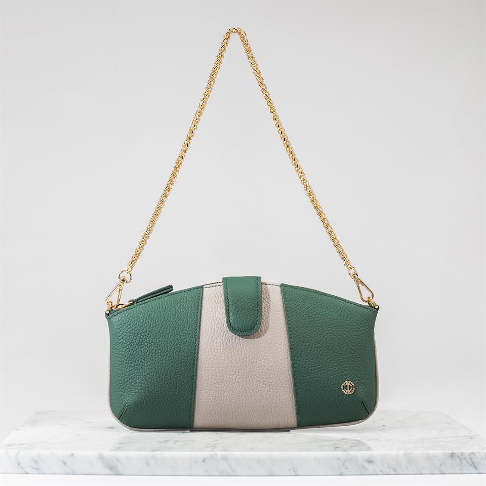 Green Genuine Leather Womens Handbag
