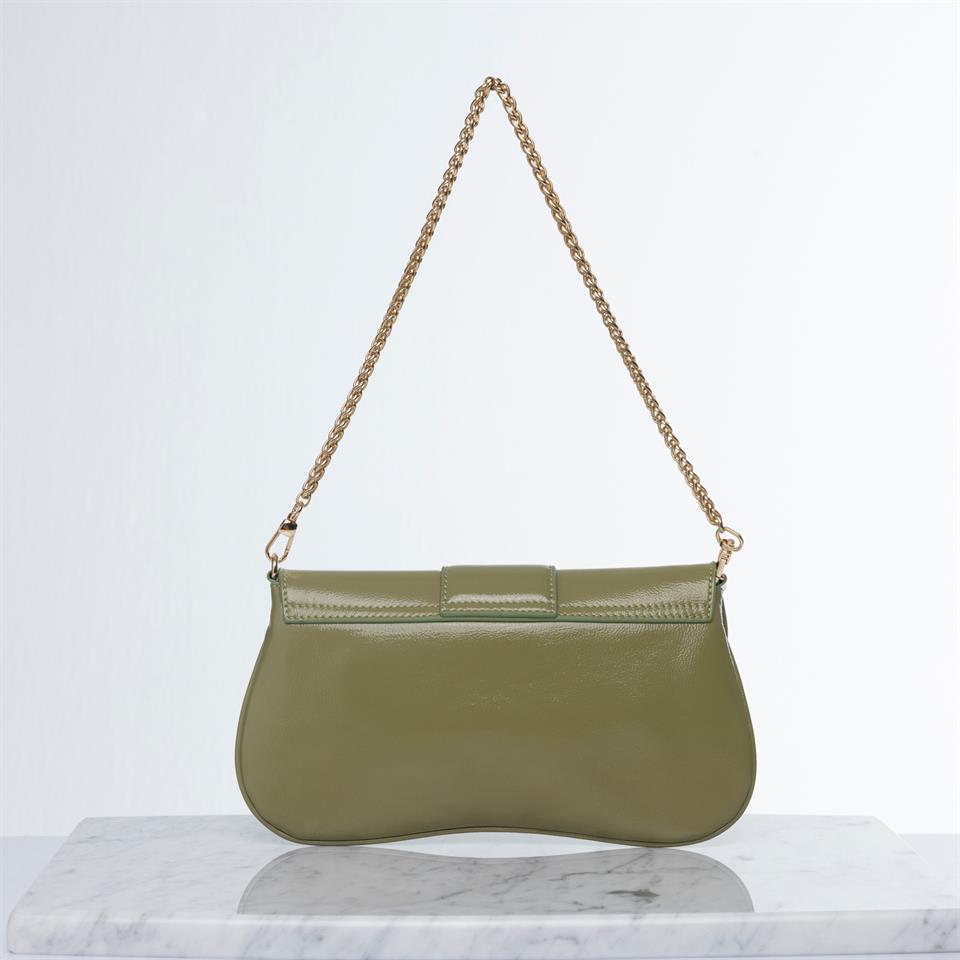Green Genuine Leather Womens Handbag