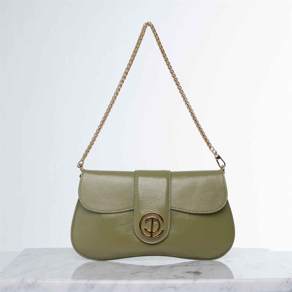 Green Genuine Leather Womens Handbag