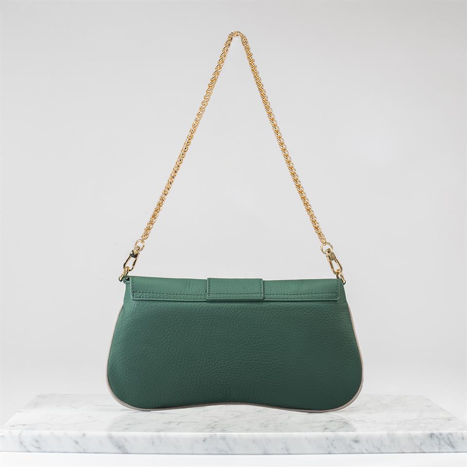 Green Genuine Leather Womens Handbag