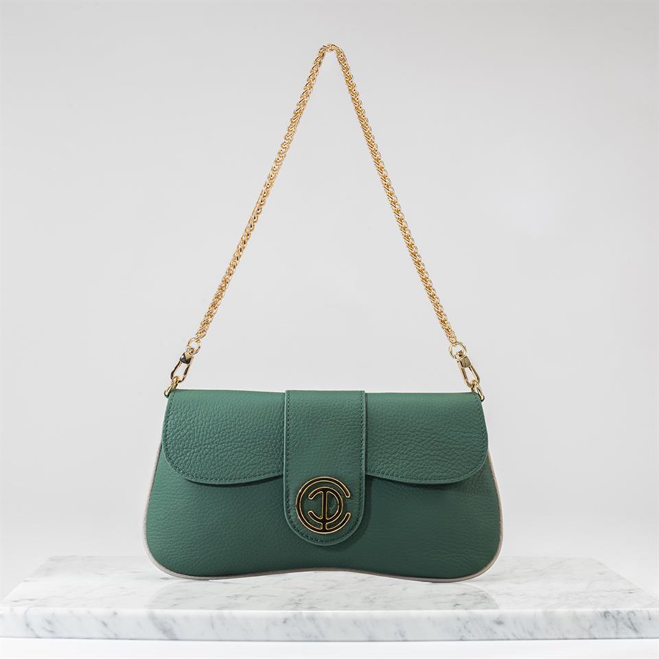 Green Genuine Leather Womens Handbag