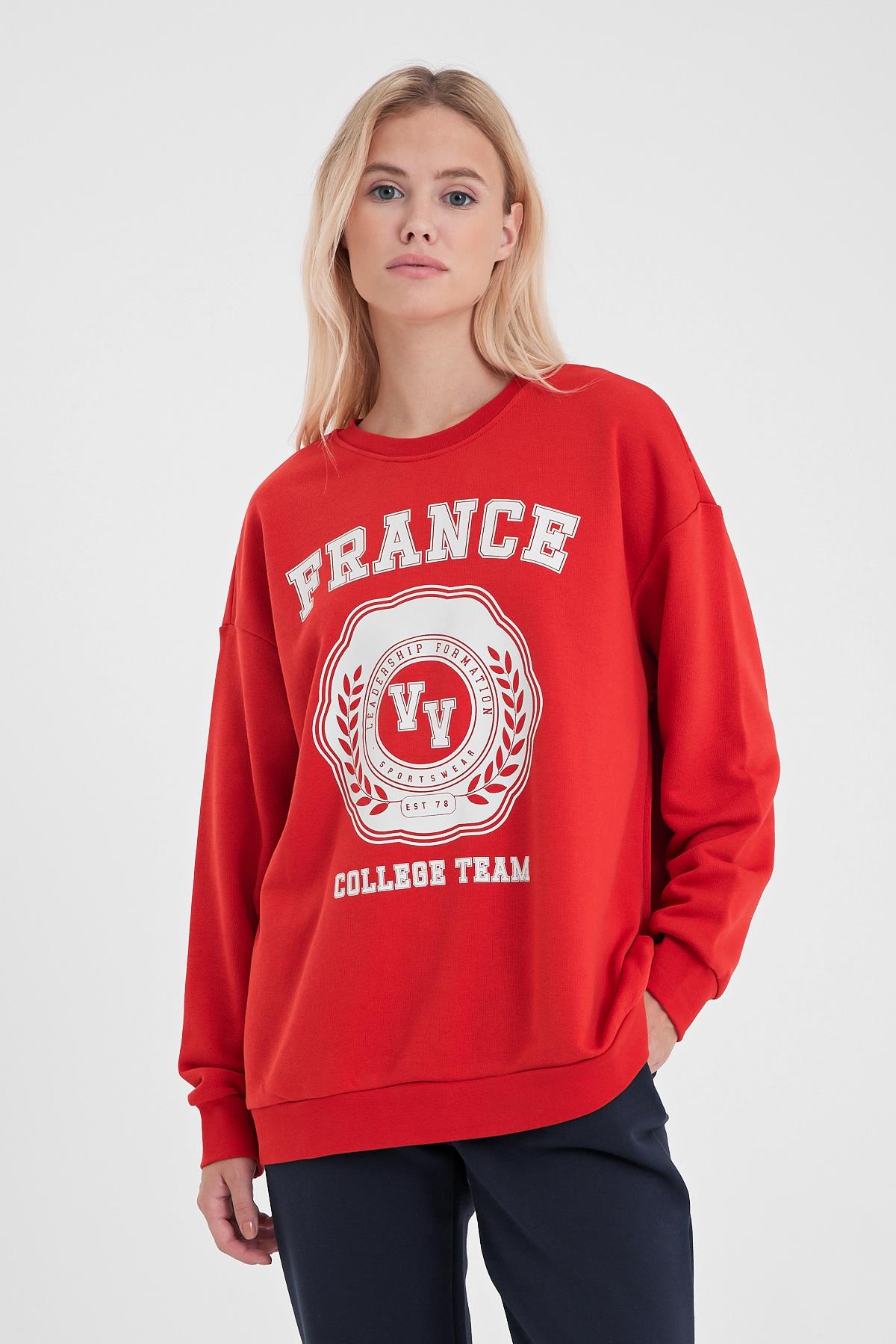 Kad n College K rm z Bask l Sweatshirt