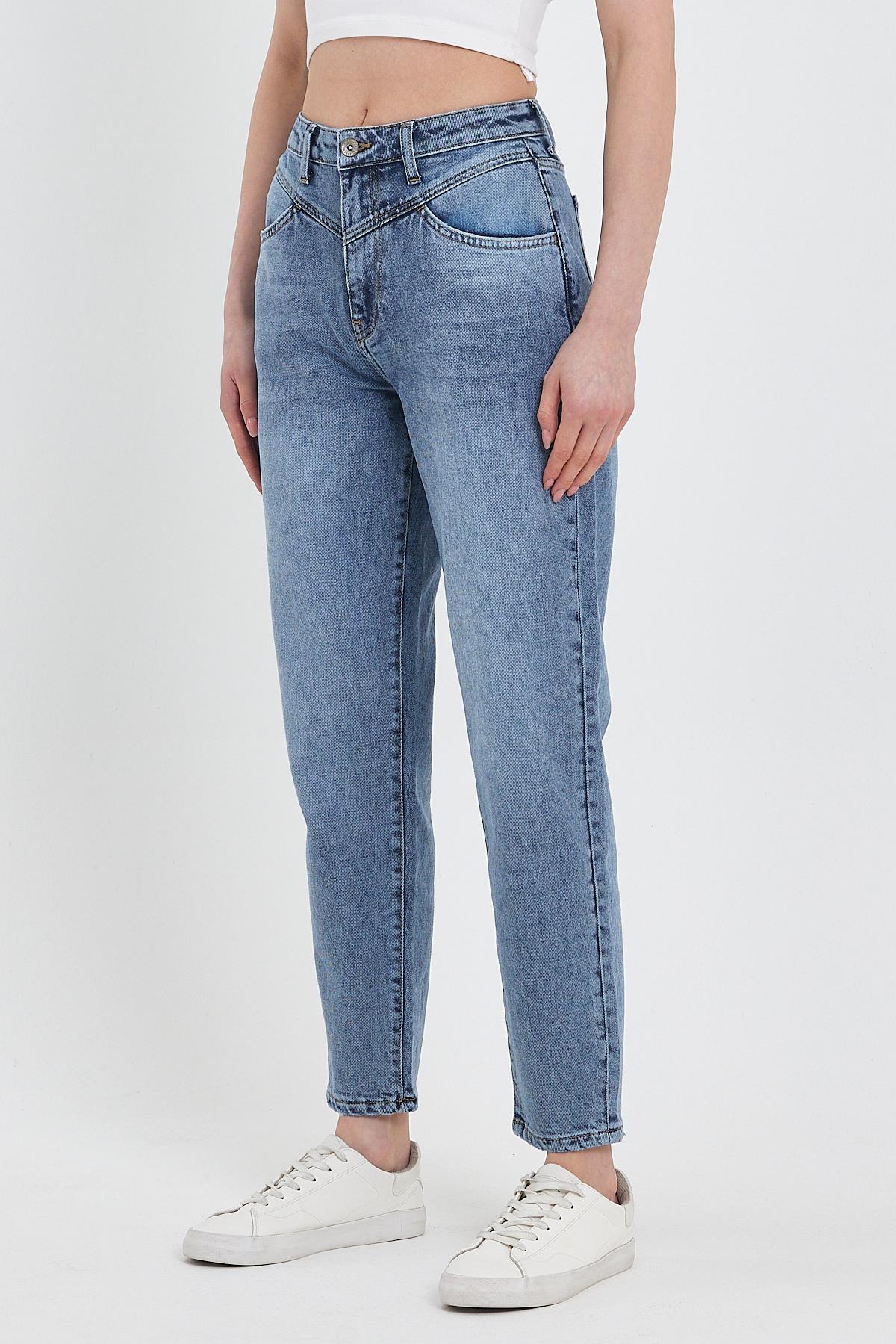 Kad n Kyla Vintage Med Blue Mom Jean Pantolon