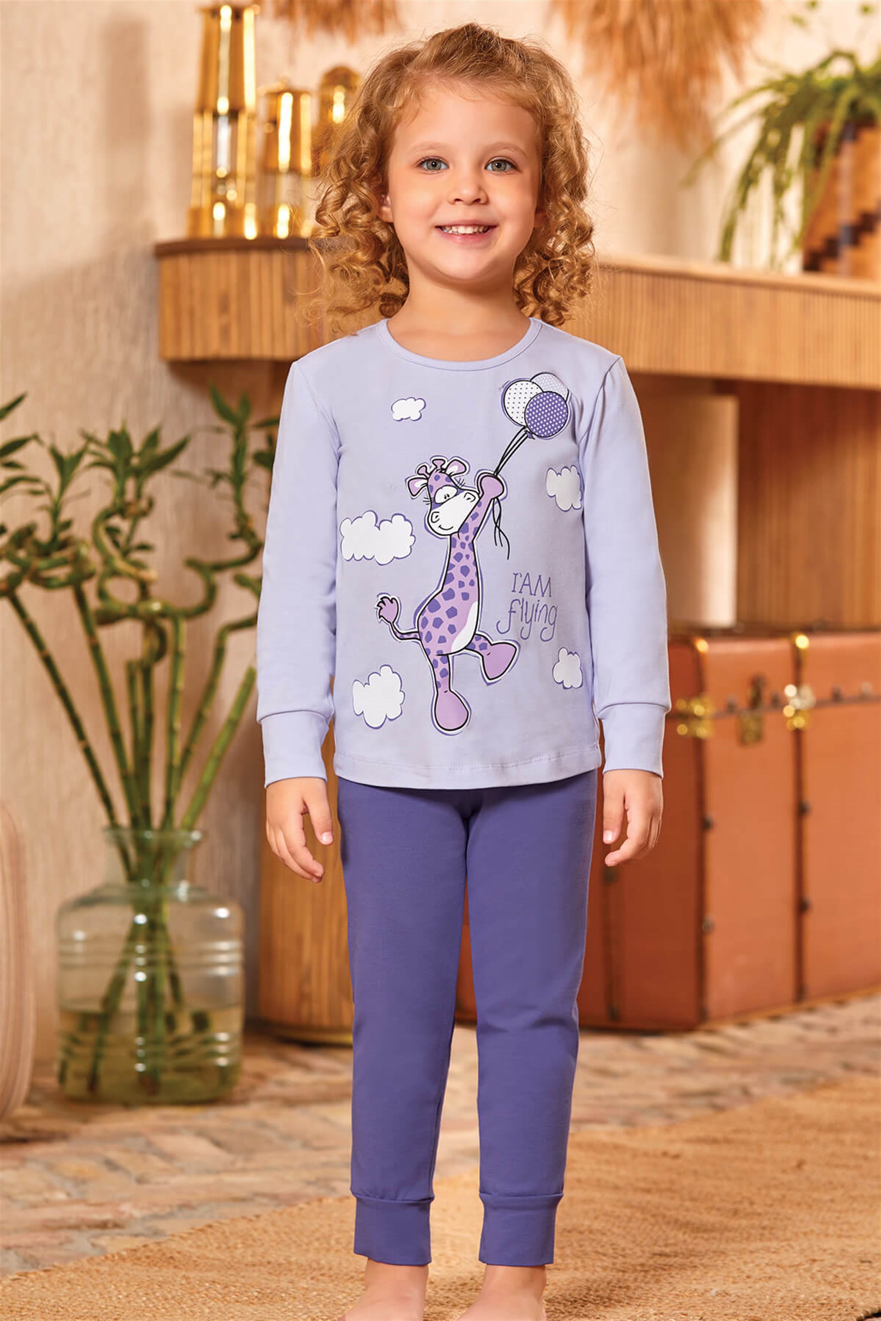 9127 Kız Çocuk Pijama Takımı Lila
