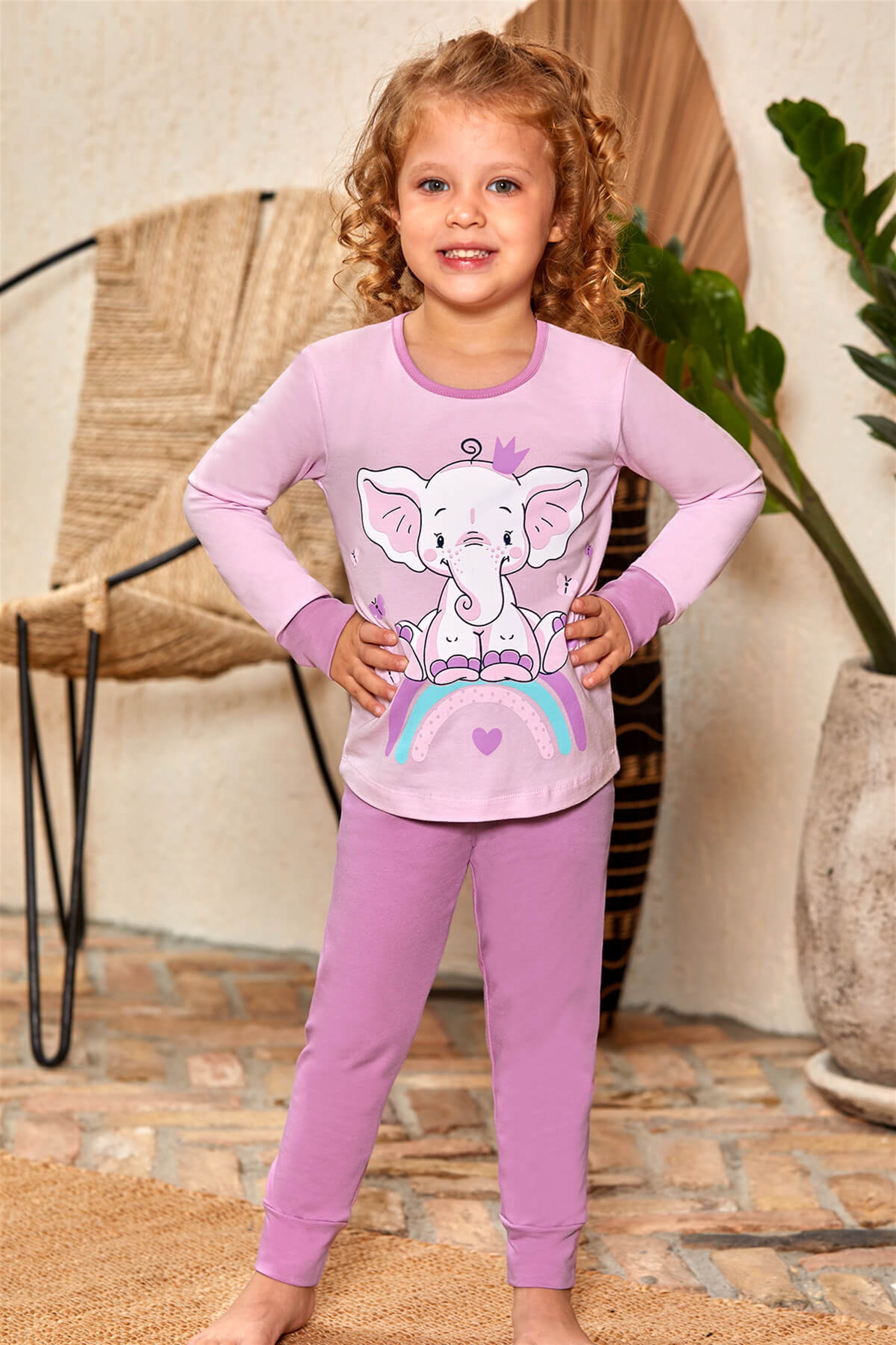 9129 Kız Çocuk Pijama Takımı Lila