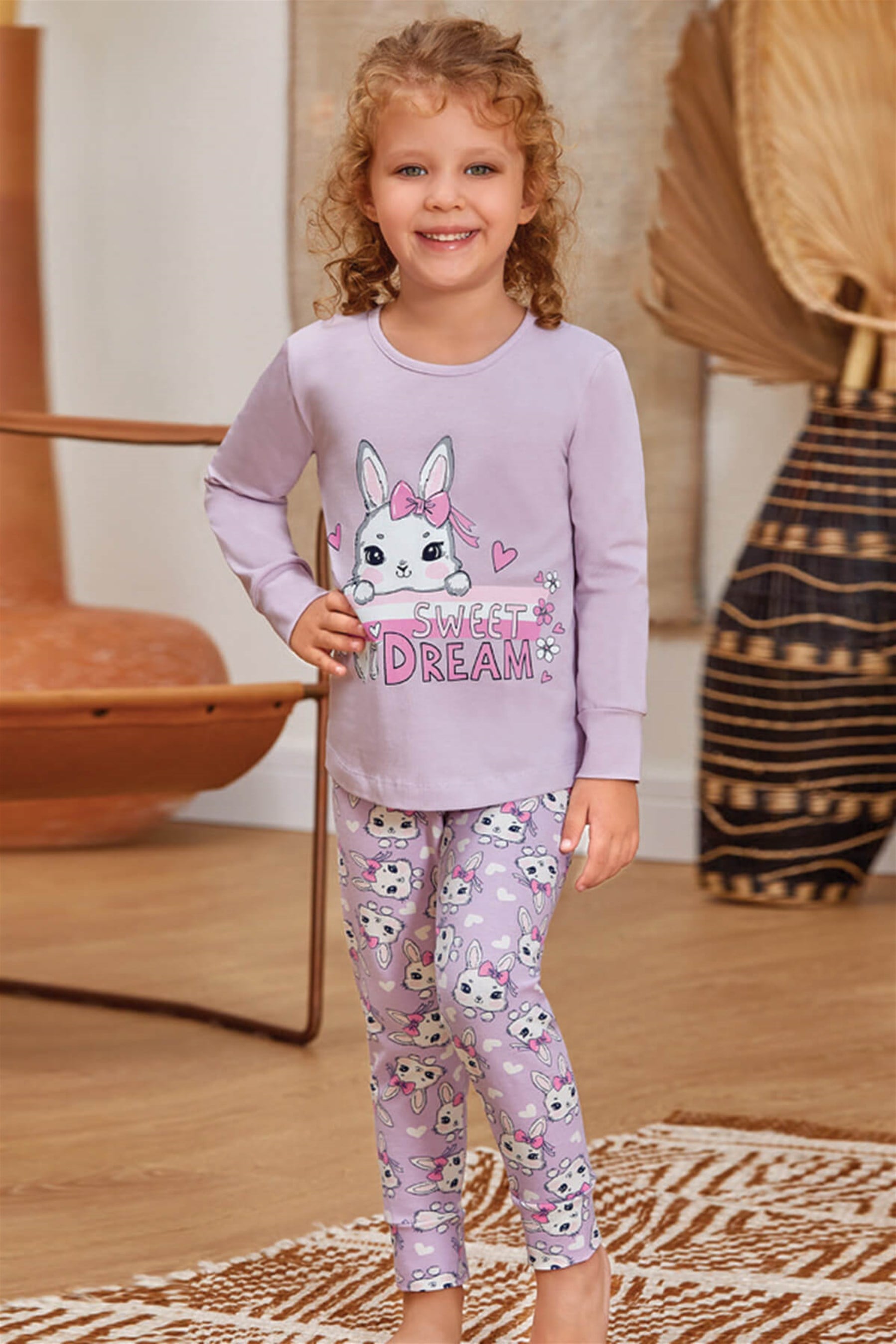 9134 Kız Çocuk Pijama Takımı Lila