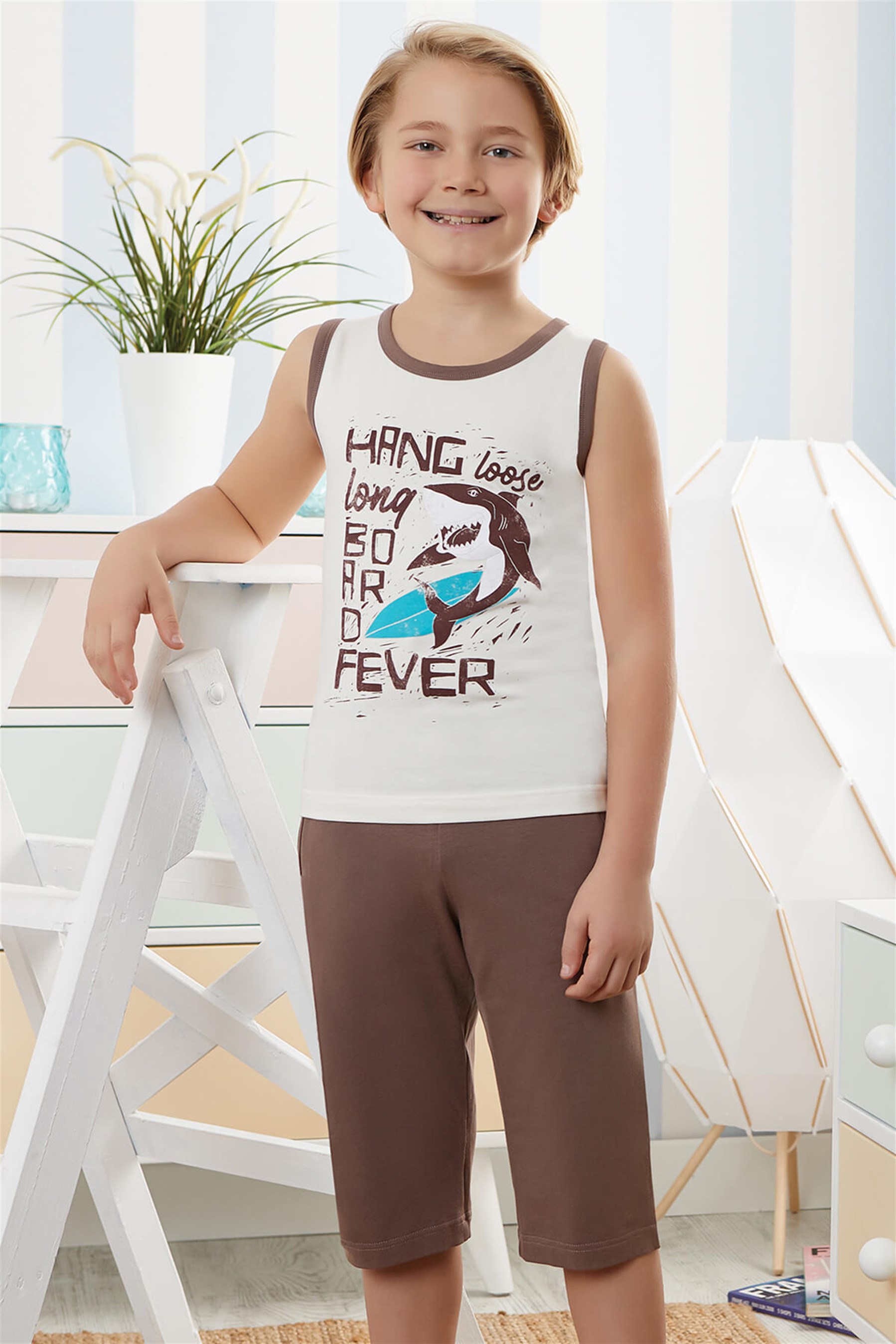9737-108 Baykar Erkek Çocuk Kapr Pijama Takımı Kahve