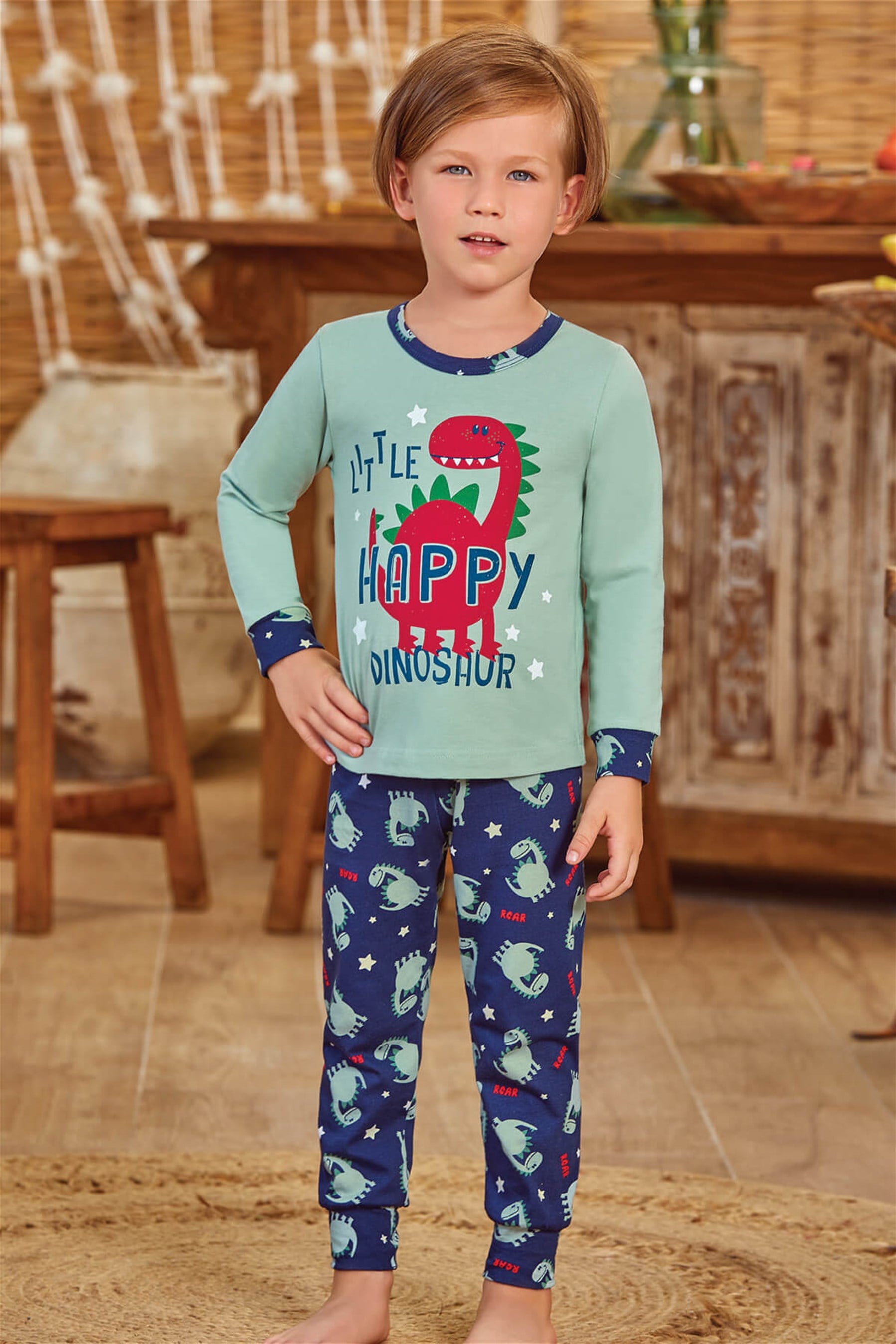 9781 Erkek Çocuk Pijama Takımı Yeşil
