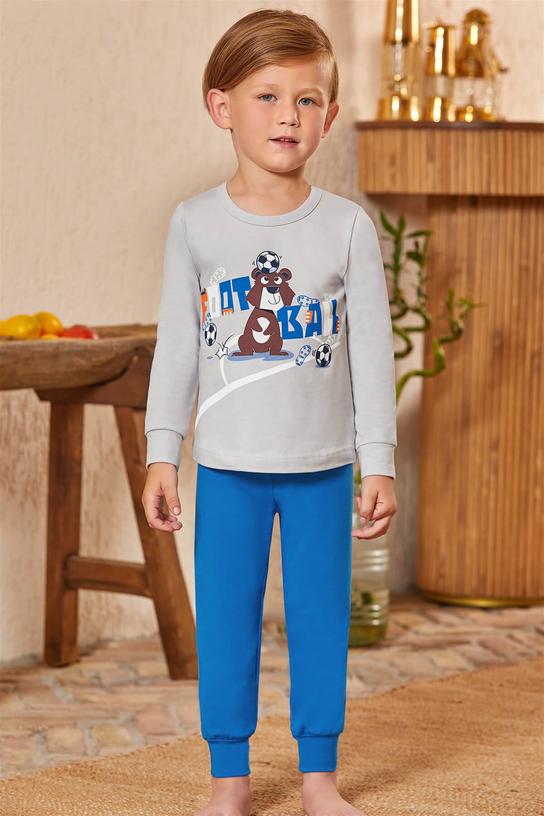 9782 Erkek Çocuk Pijama Takımı Turkuaz