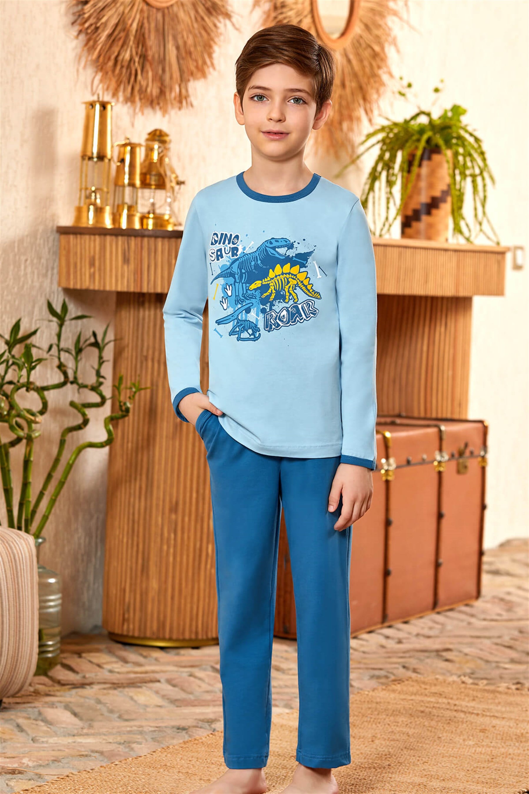 9790 Erkek Çocuk Pijama Takımı Mavi