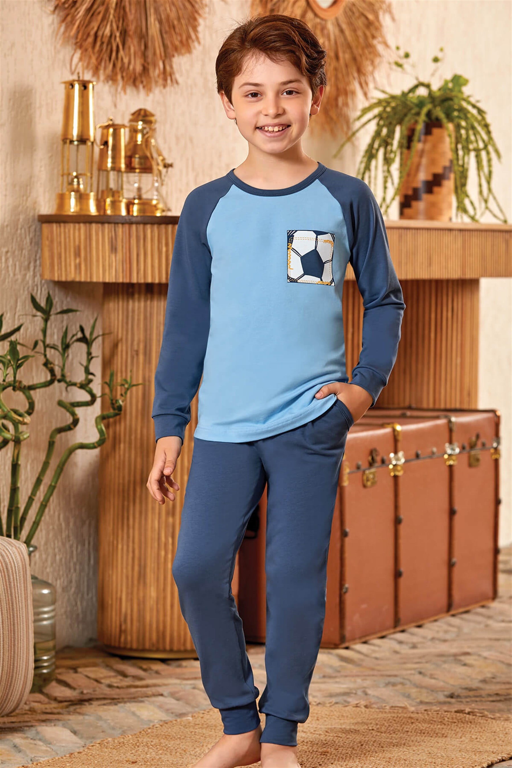 9797 Erkek Çocuk Pijama Takımı Lacivert