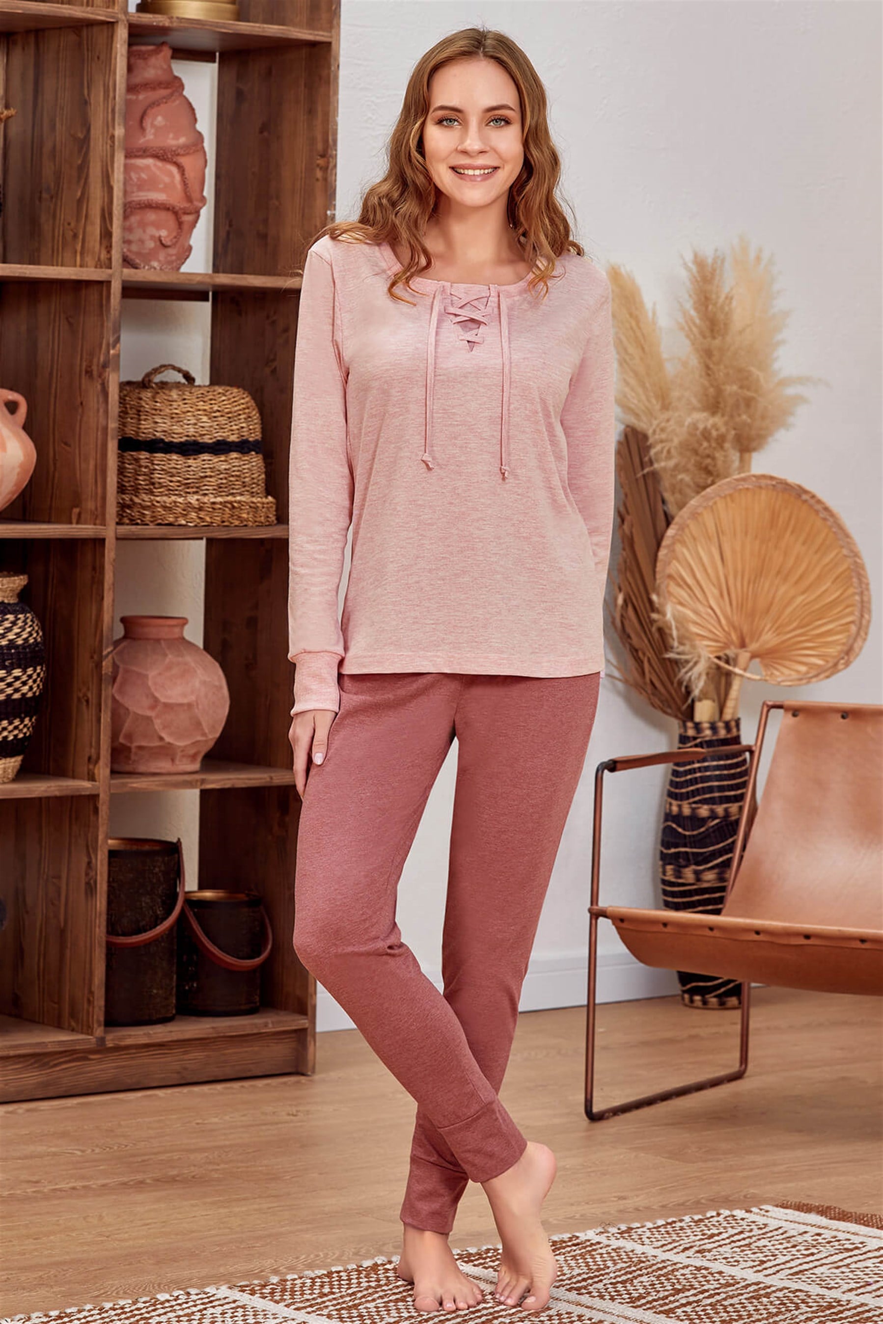 9919 Bayan Pijama Takımı Gül Kurusu
