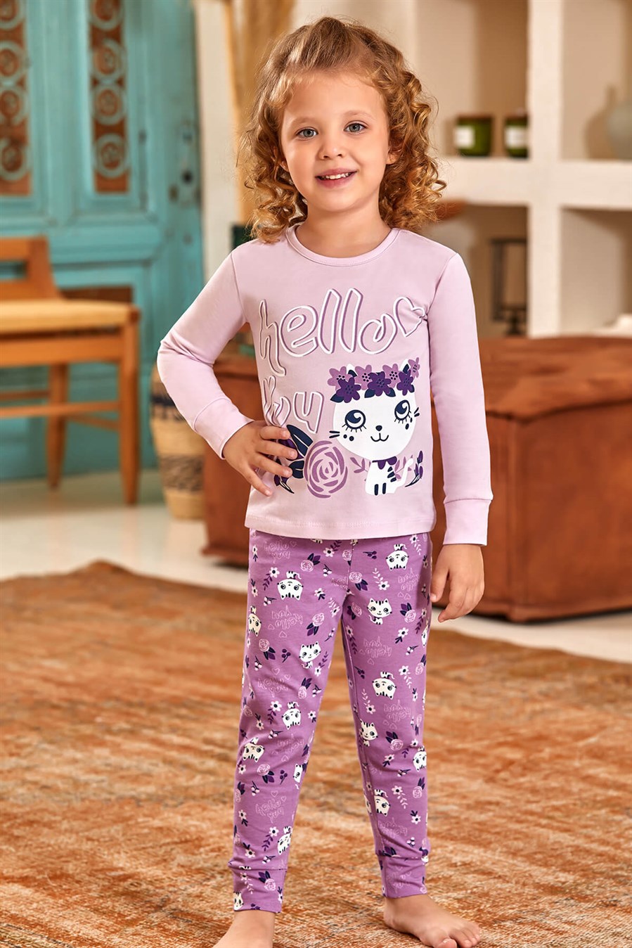 9123-216 Baykar Kız Çocuk Pijama Takımı Mor