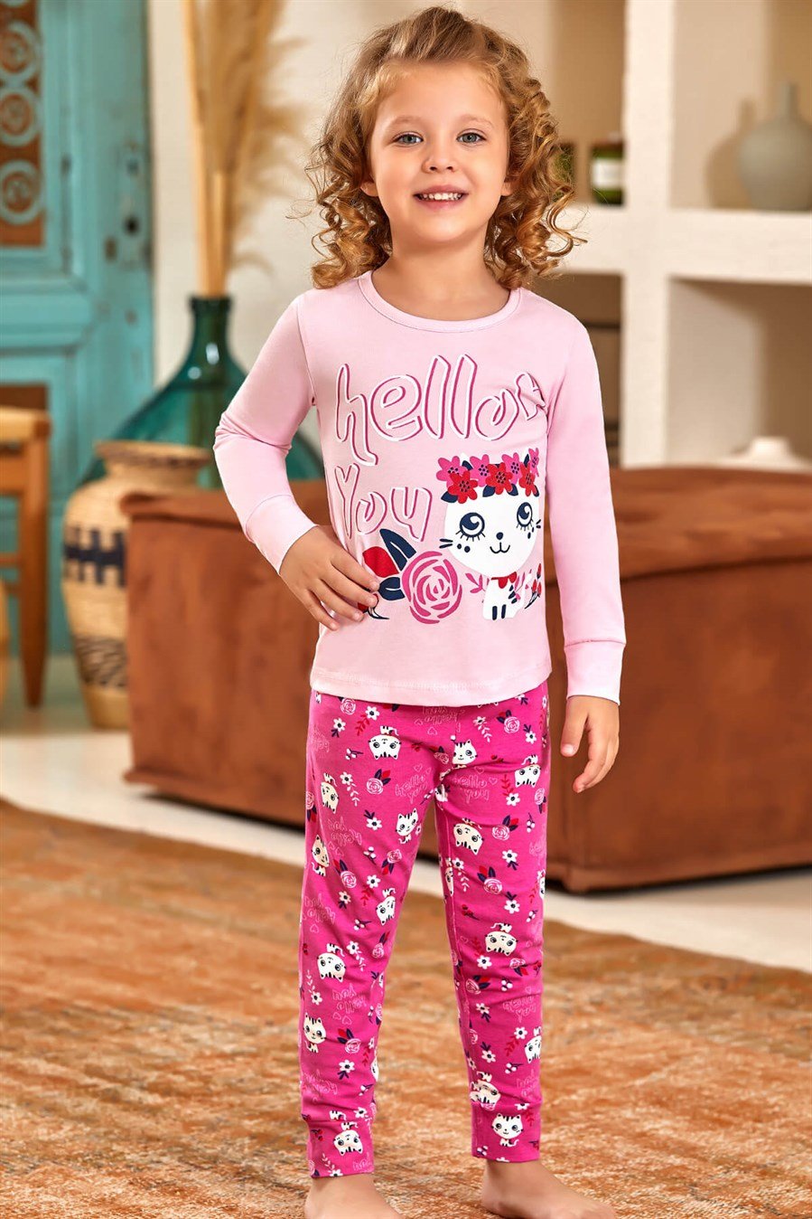 9123-233 Baykar Kız Çocuk Pijama Takımı Pembe