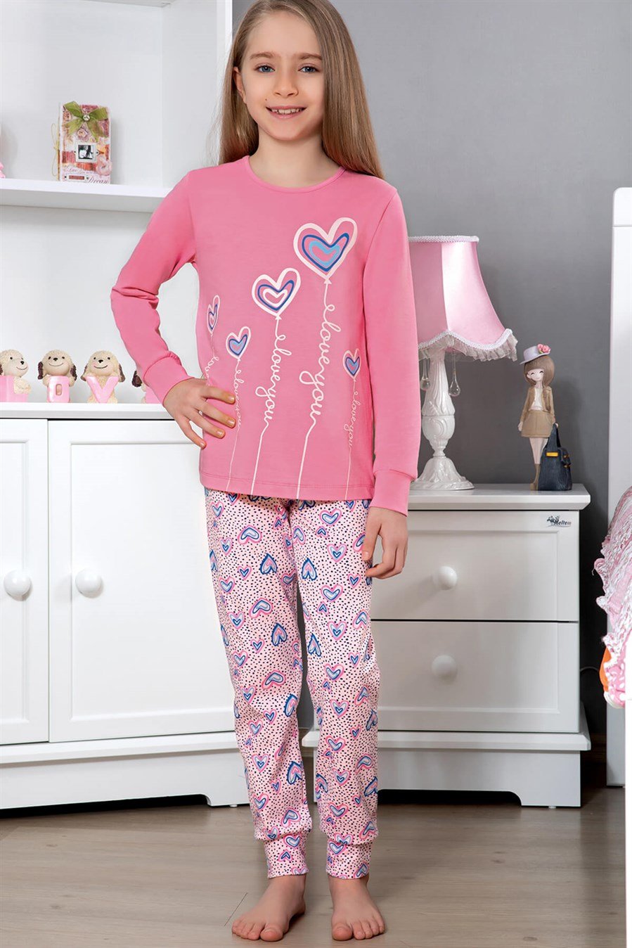 9298-202 Baykar Kız Çocuk Pijama Takımı Pembe