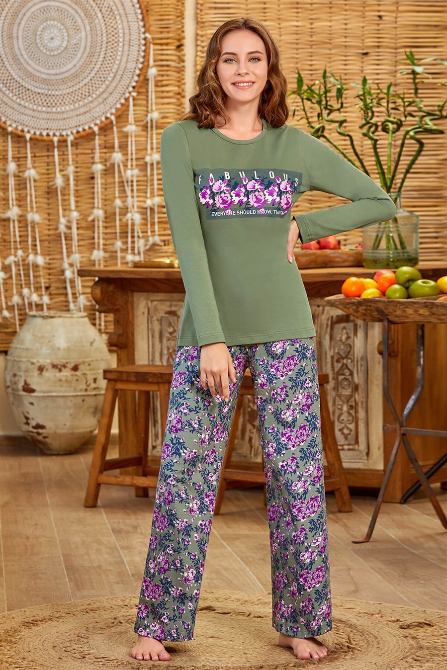 9930 Bayan Pijama Takımı Yeşil