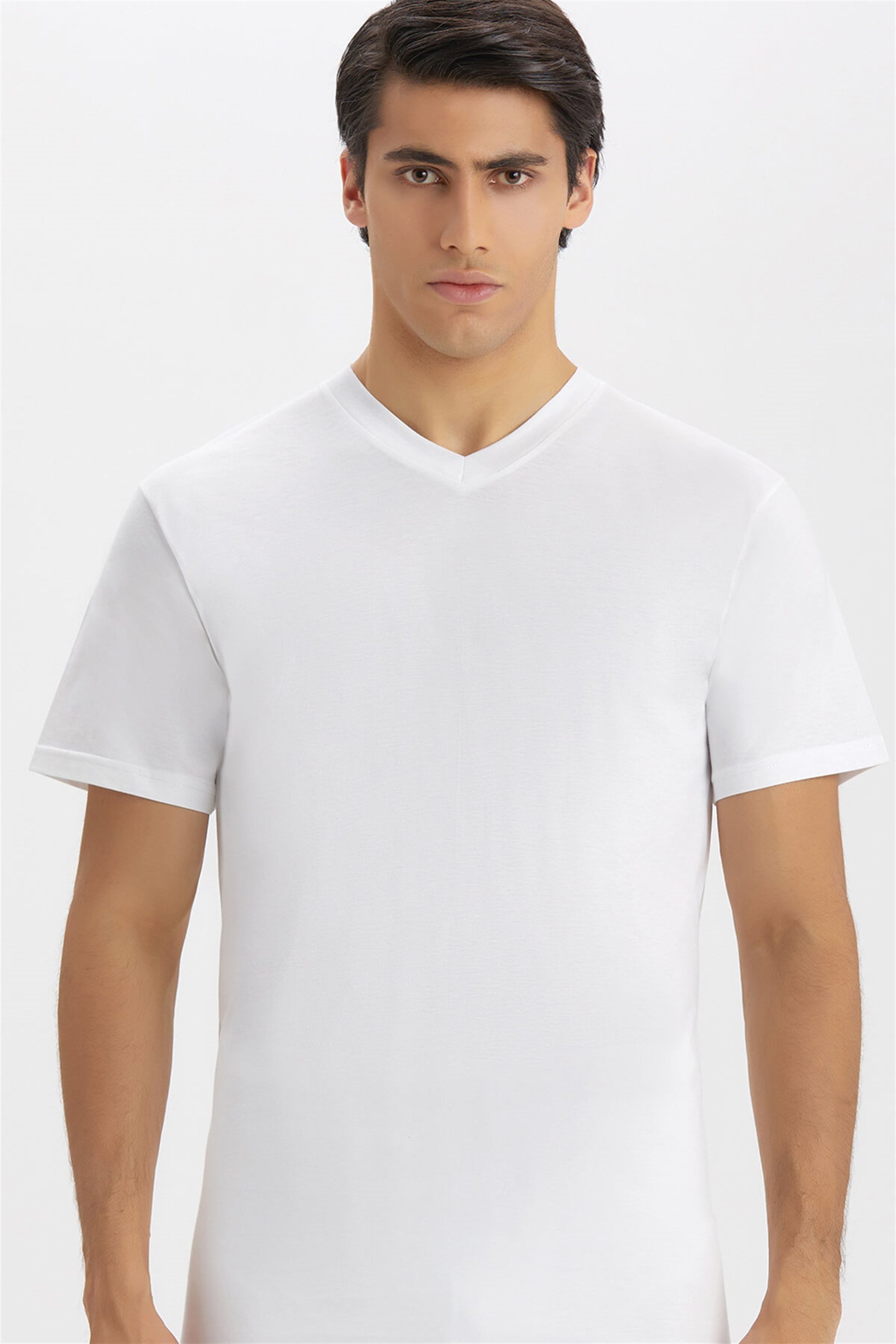 1006-01 Baykar V Yaka Tekli Ambalaj Beyaz