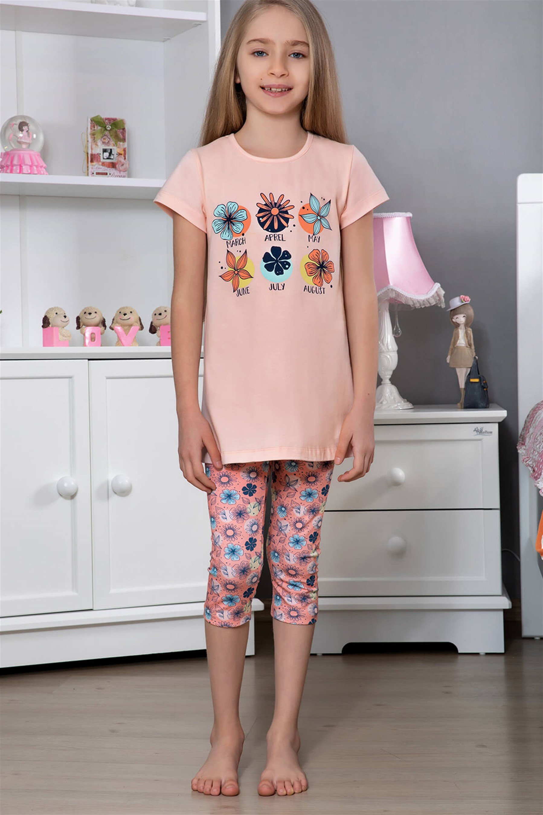 9116-226 Baykar Kız Çocuk Tunık Takım Somon