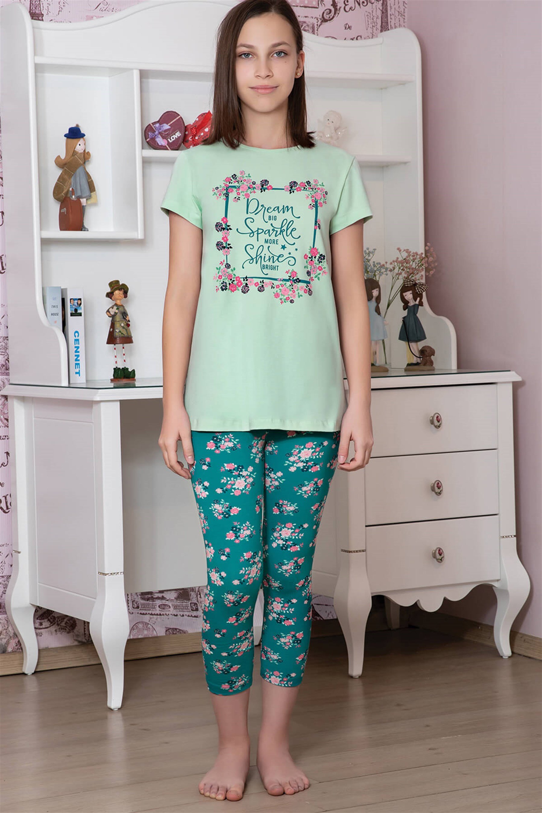 9118-240 Baykar Kız Çocuk Tayt Takım Yeşil