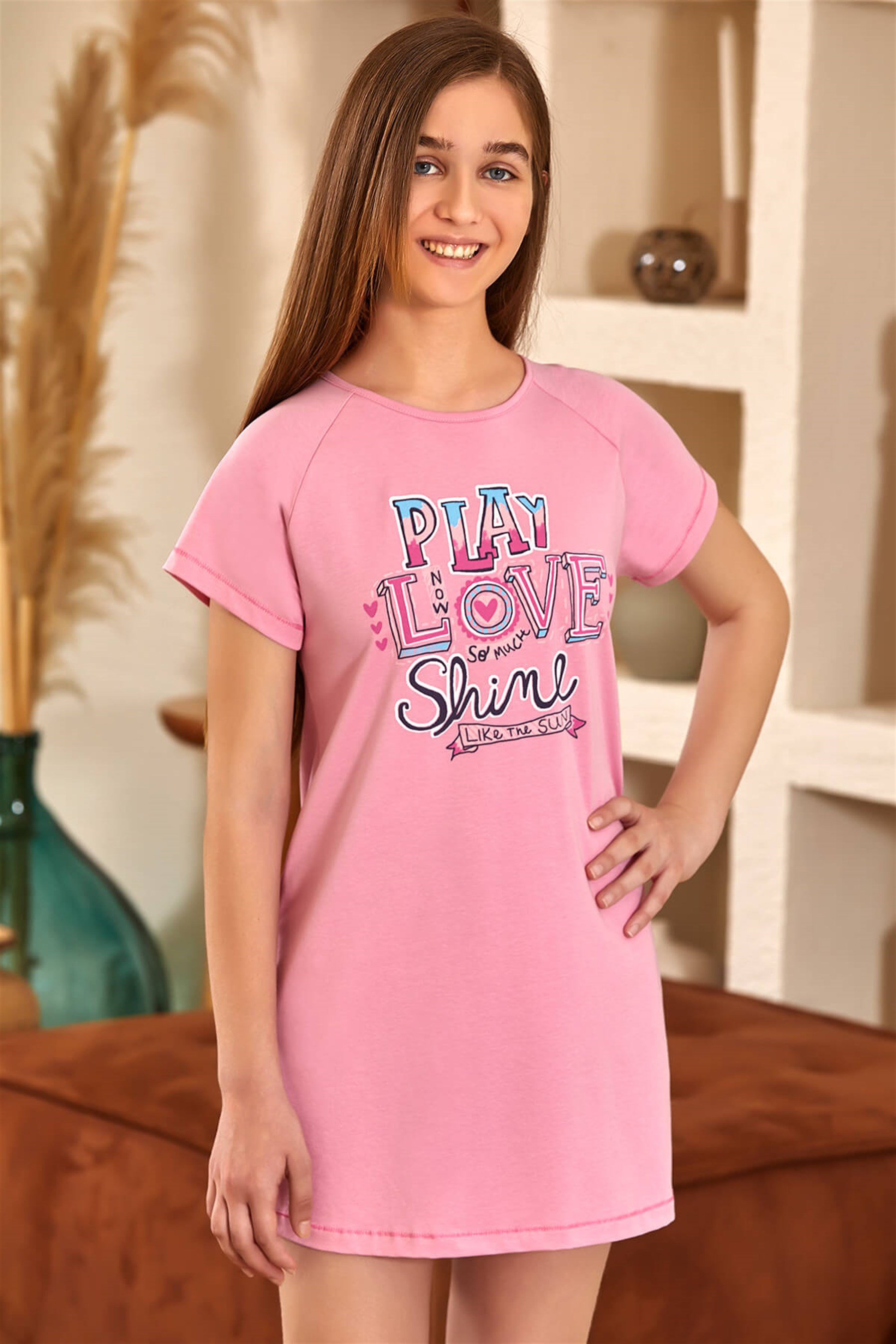 9121-202 Baykar Kız Çocuk Elbıse Pembe