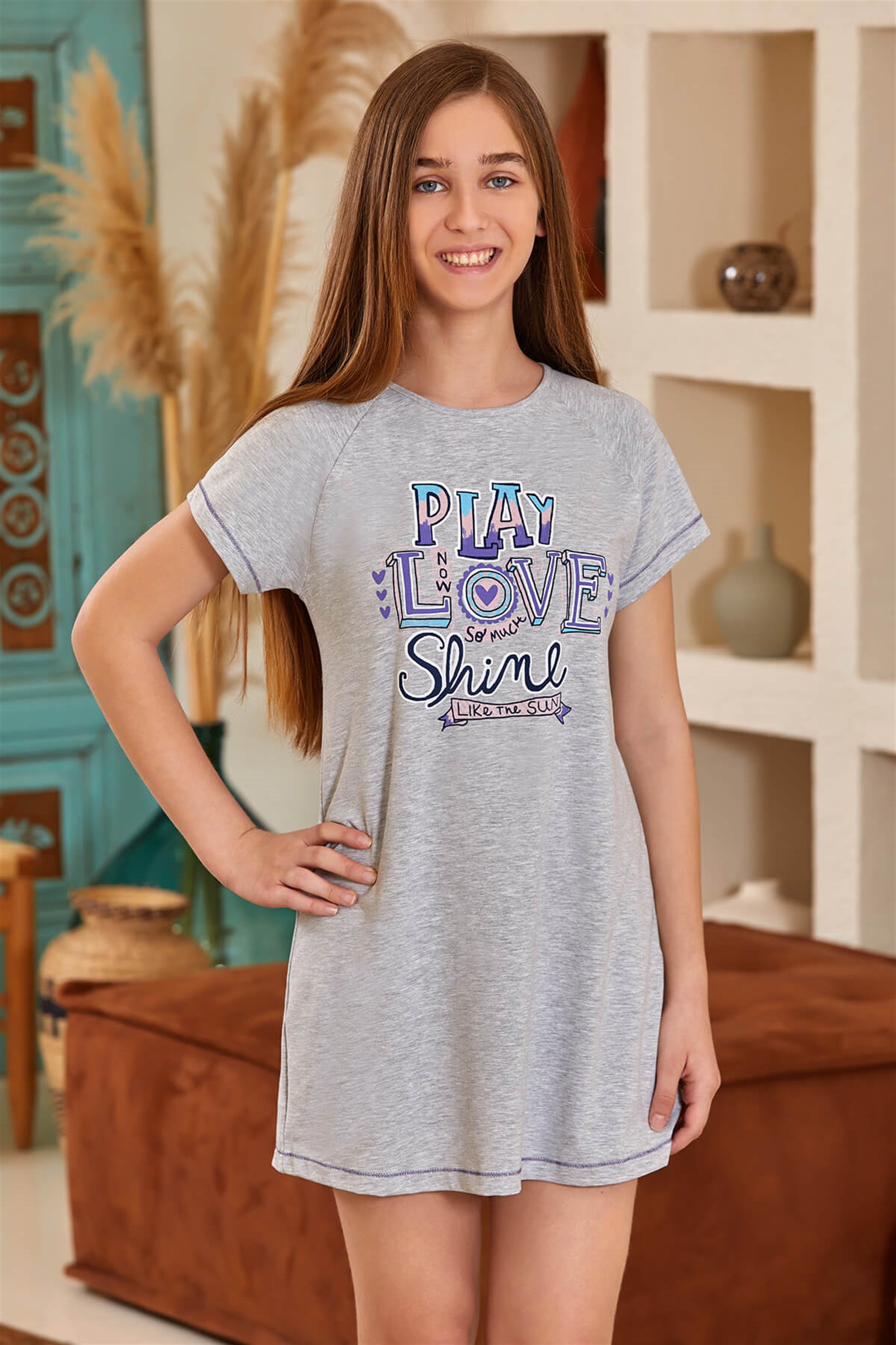 9121-220 Baykar Kız Çocuk Elbıse Gri