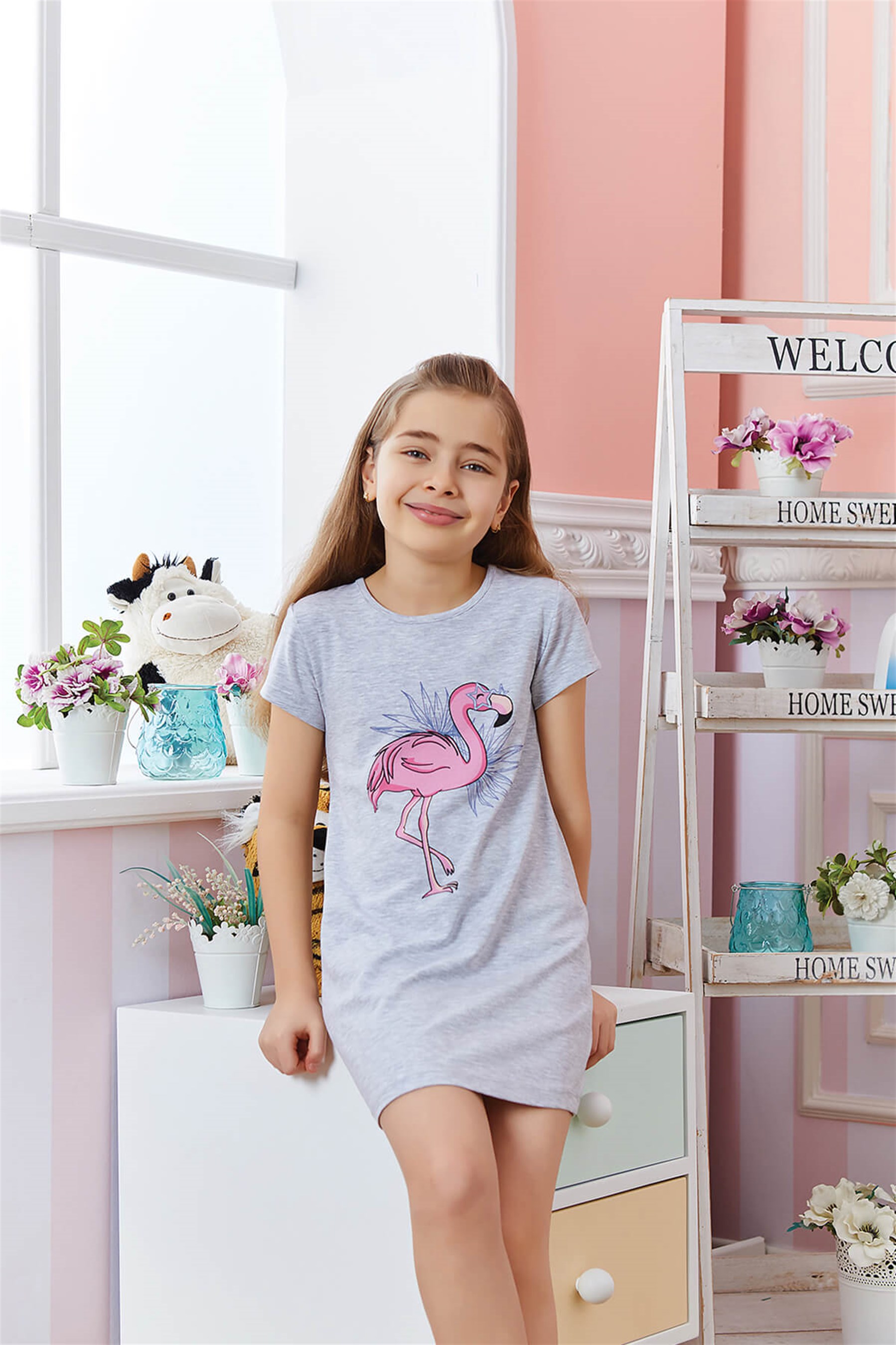 9281-220 Baykar Kız Çocuk Gecelık Gri