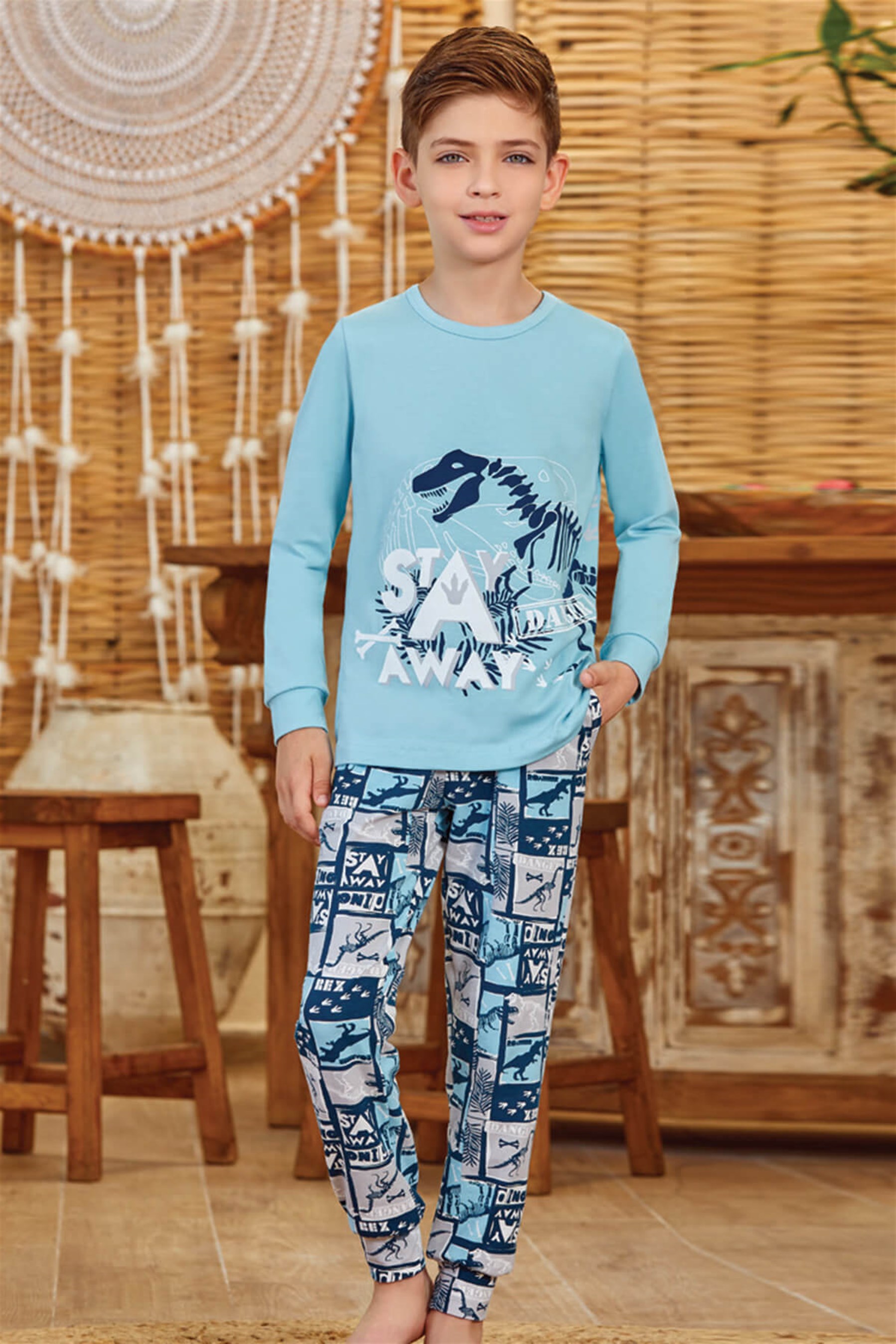 9600 Erkek Çocuk Pijama Takımı Turkuaz