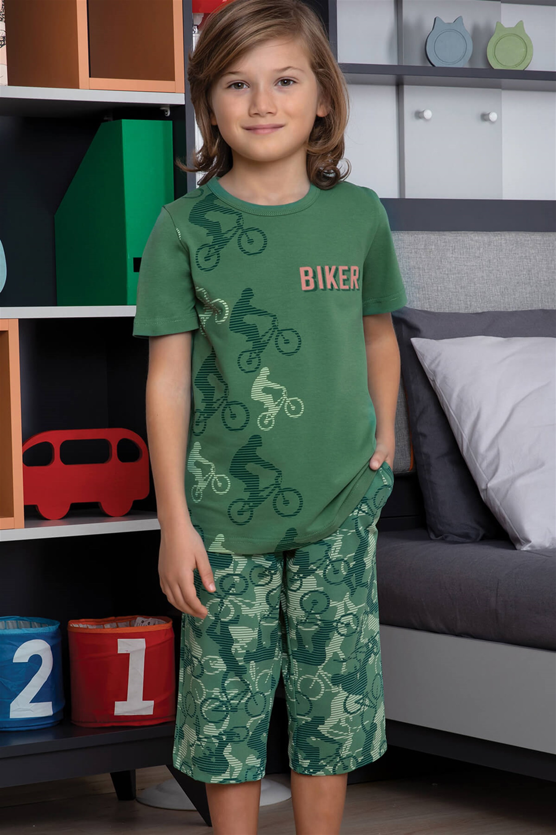 9765-106 Baykar Erkek Çocuk Kapri Takımı Yeşil