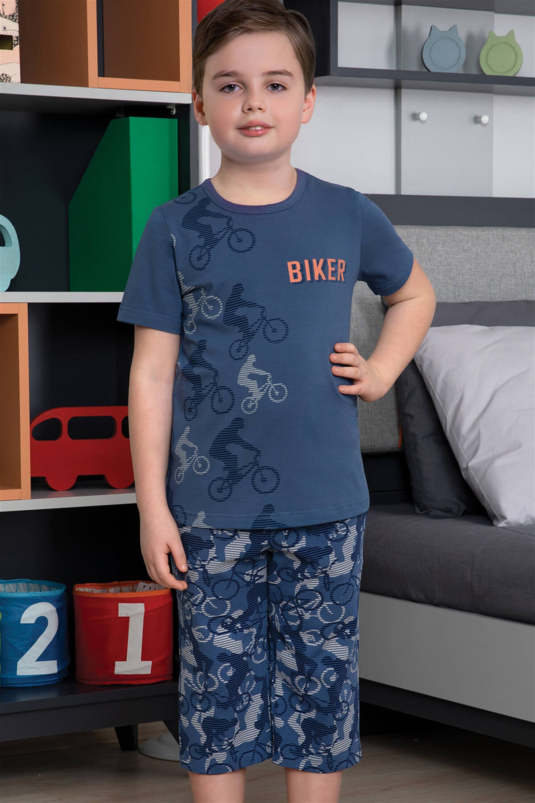 9765-132 Baykar Erkek Çocuk Kapri Takımı Füme